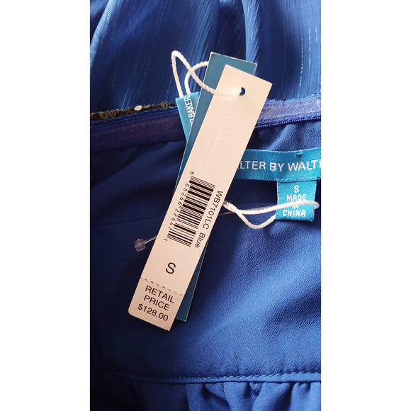 Walter By Walter Baker Sleeveless Short Sequence Formal‎ Dress Size Small Blue - Picture 6 of 7